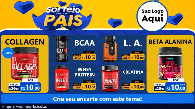 Modelo de TV para TV Horizontal com o tema Sorteio Dia dos Pais para Suplementos alimentares