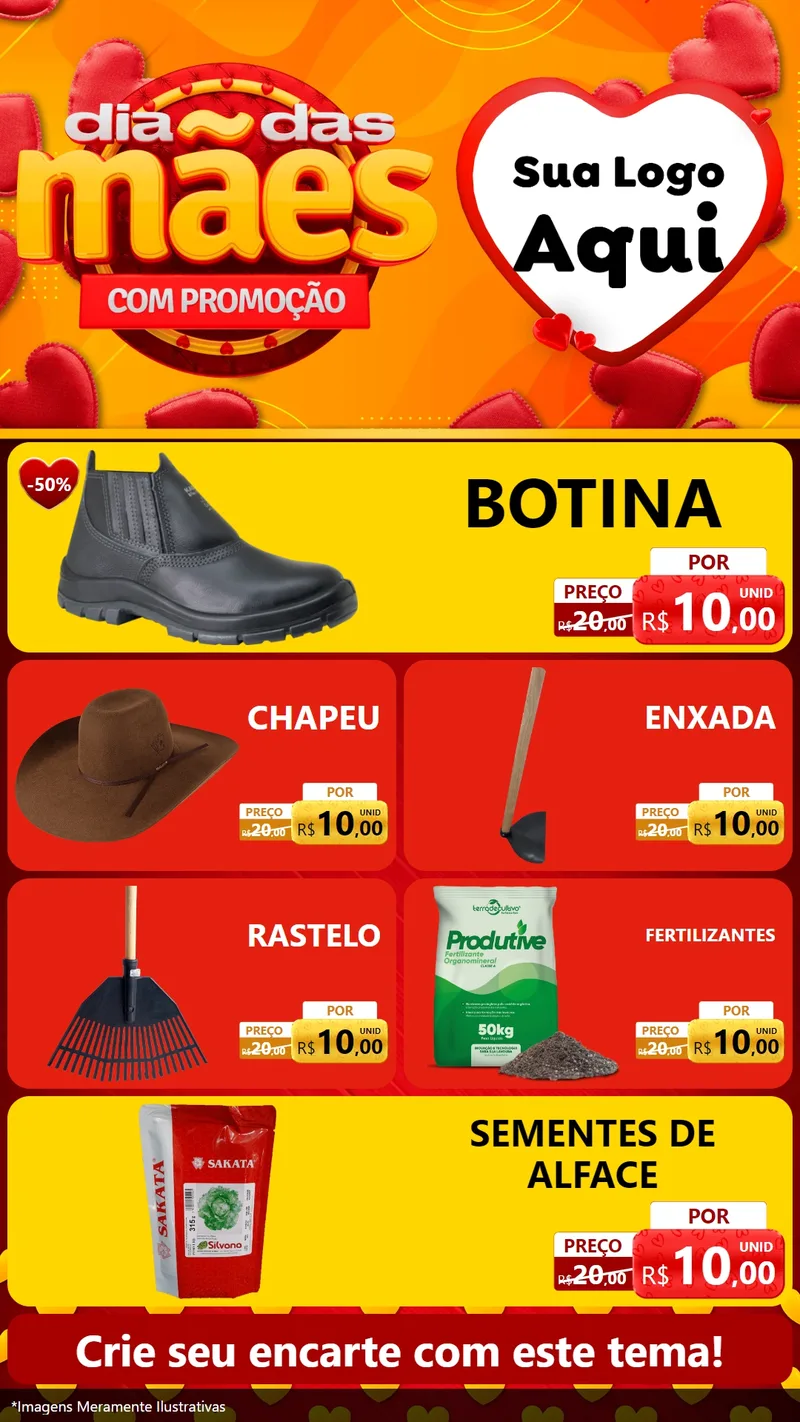 Modelo de TV para TV Vertical com o tema Dia das Mães com Promoção para Agropecuária