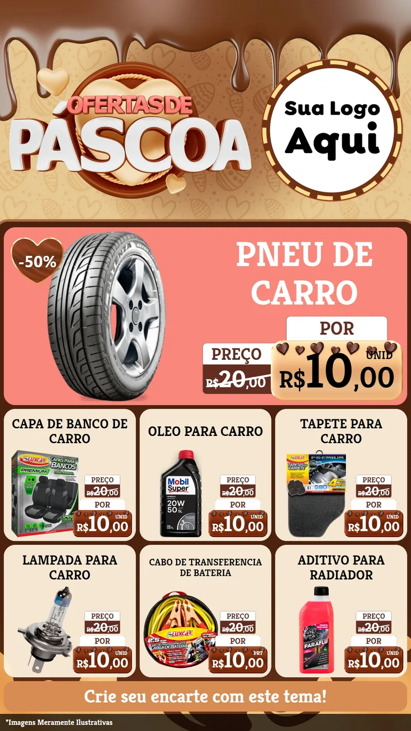 Modelo de Rede Social para Stories com o tema Ofertas de Páscoa para Auto peças