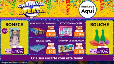 Modelo de TV para TV Horizontal com o tema Carnaval de Ofertas para Brinquedos