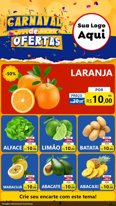 Modelo de Rede Social para Stories com o tema Carnaval de Ofertas para Hortifrúti