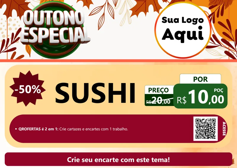 Modelo de Cartaz para Cartaz A4 Horizontal com o tema Outono Especial para Comida japonesa