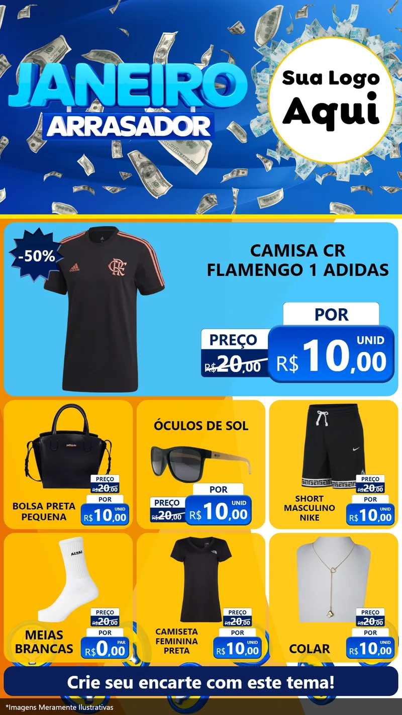Modelo de Rede Social para Stories com o tema Janeiro Arrasador para Roupas e acessórios