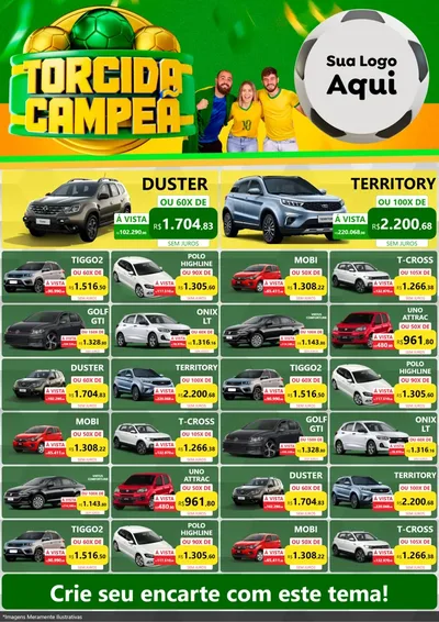 Modelo de Encarte para Encarte A4 Vertical com o tema Torcida Campeã - Copa para Concessionaria de Carros