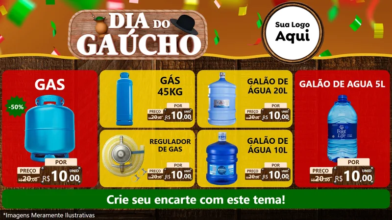 Modelo de TV para TV Horizontal com o tema Dia do Gaúcho para Água e gás
