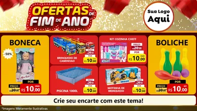 Modelo de TV para TV Horizontal com o tema Ofertas de Fim de Ano para Brinquedos