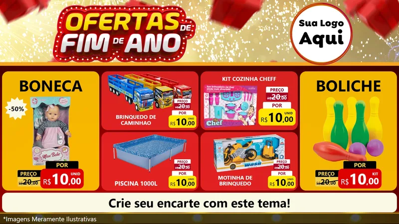 Modelo de TV para TV Horizontal com o tema Ofertas de Fim de Ano para Brinquedos