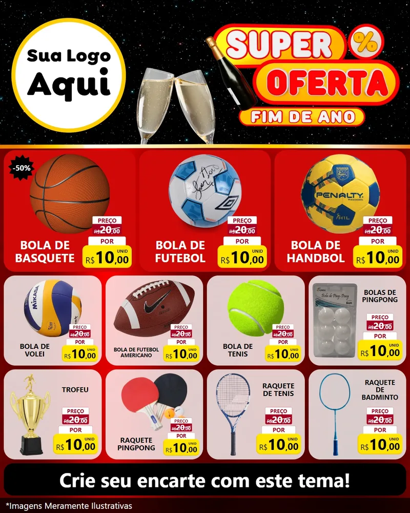 Modelo de Rede Social para Feed Instagram com o tema Super Oferta Fim de Ano para Artigos Esportivos