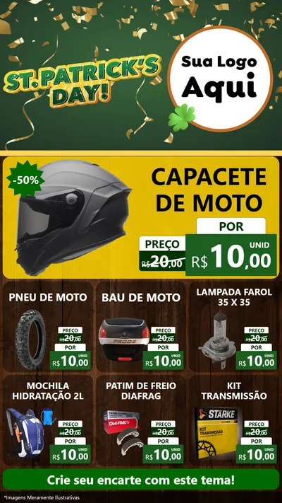 Modelo de Rede Social para Stories com o tema St Patriks Day para Moto peças
