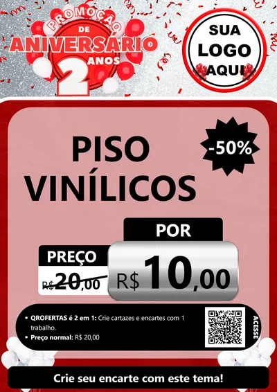 Modelo de Cartaz para Cartaz A4 Vertical com o tema Promoção de Aniversário - 2 Anos para Material para Construção