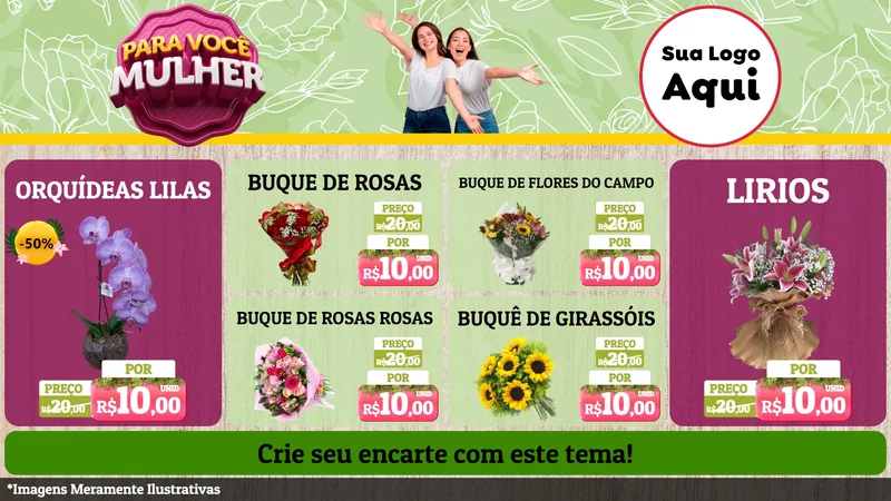 Modelo de TV para TV Horizontal com o tema Para Você Mulher para Floricultura e jardim