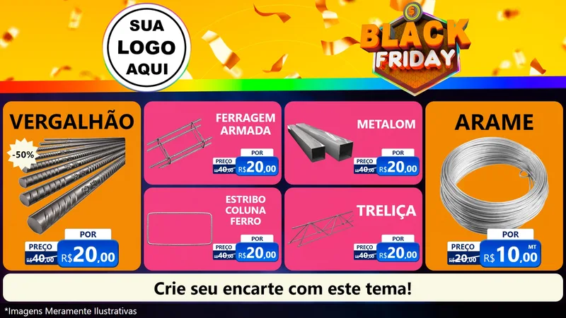 Modelo de TV para TV Horizontal com o tema Black Friday para Ferragens