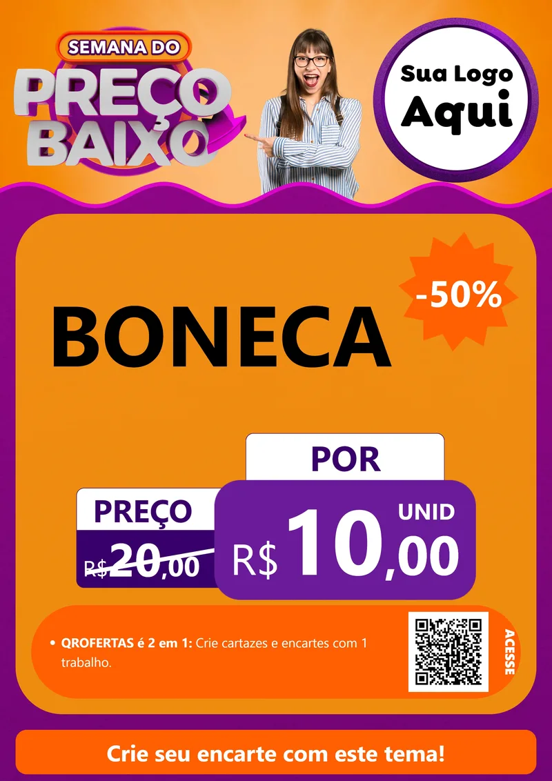 Modelo de Cartaz para Cartaz A4 Vertical com o tema Semana do Preço Baixo para Brinquedos