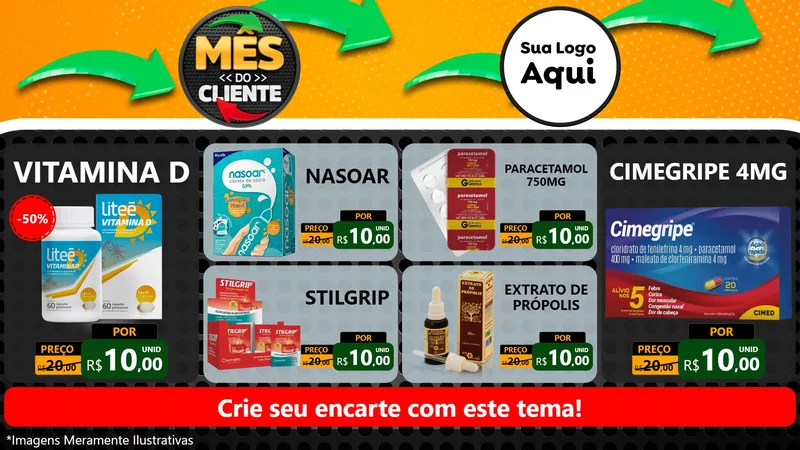 Modelo de TV para TV Horizontal com o tema Mês do Cliente para Farmácia