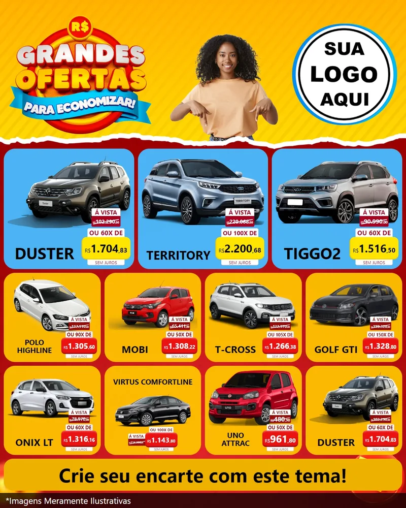 Modelo de Rede Social para Feed Instagram com o tema Grandes Ofertas Para Economizar! para Concessionaria de Carros