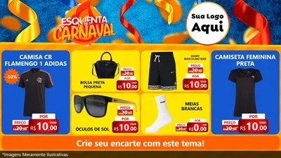 Modelo de TV para TV Horizontal com o tema Esquenta de Carnaval para Roupas e acessórios