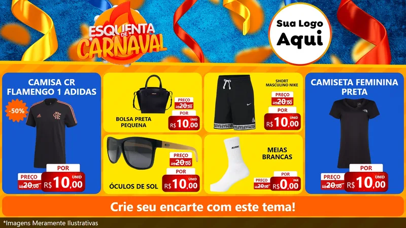Modelo de TV para TV Horizontal com o tema Esquenta de Carnaval para Roupas e acessórios