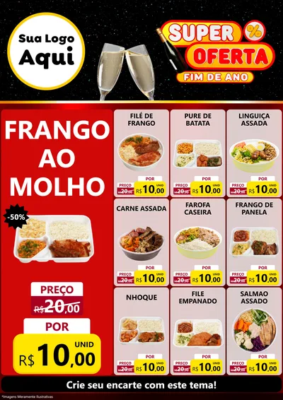Modelo de Encarte para Encarte A4 Vertical com o tema Super Oferta Fim de Ano para Restaurante