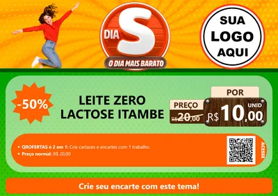Modelo de Cartaz para Cartaz A4 Horizontal com o tema Dia S - O Dia Mais Barato para Frios e Laticínios
