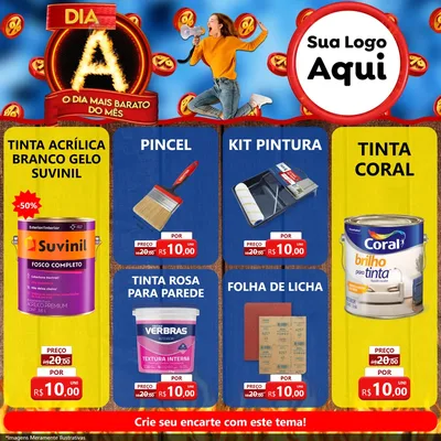 Modelo de Rede Social para Feed Facebook com o tema Dia A - O Dia Mais Barato Do Mês para Tintas e Ferramentas