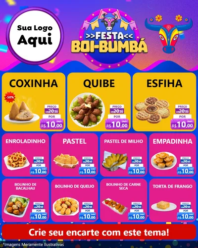 Modelo de Rede Social para Feed Instagram com o tema Festa Boi-Bumbá para Salgadaria
