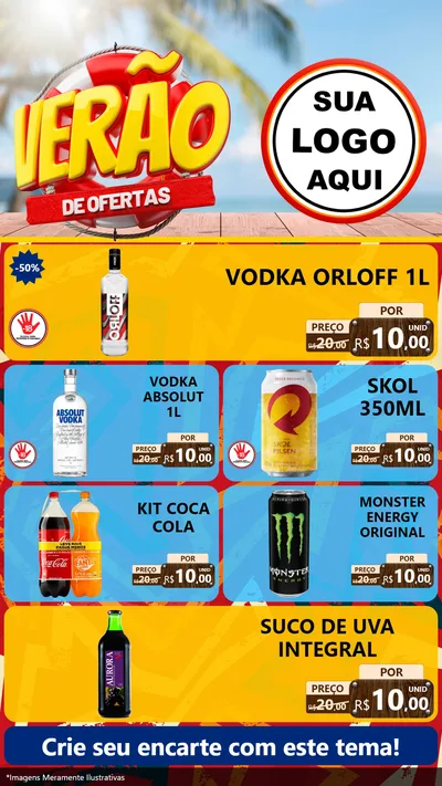 Modelo de TV para TV Vertical com o tema Verão de Ofertas para Distribuidora de bebidas