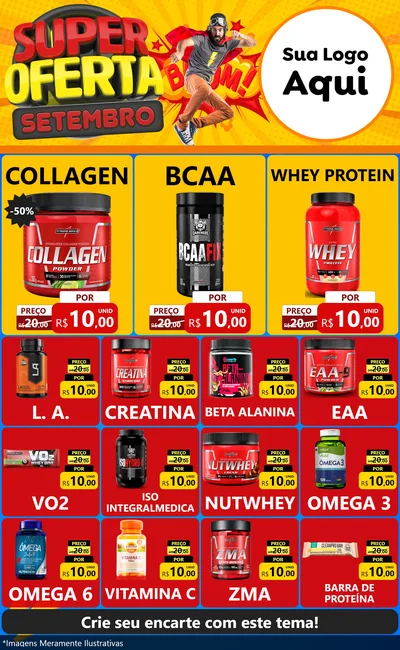 Modelo de Encarte para Encarte Grande com o tema Super Oferta Setembro para Suplementos alimentares
