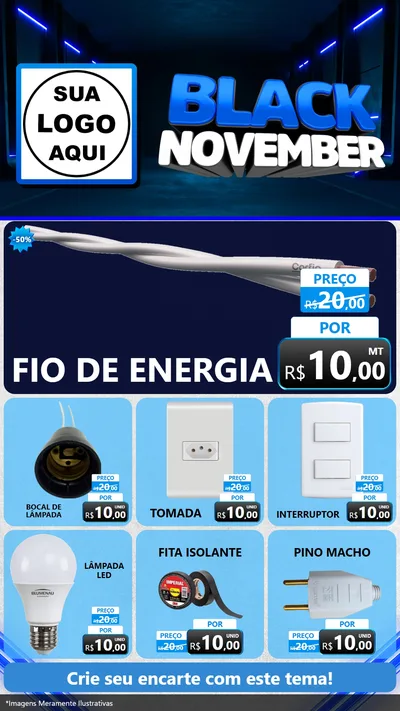 Modelo de Rede Social para Stories com o tema Black November para Materiais Elétricos
