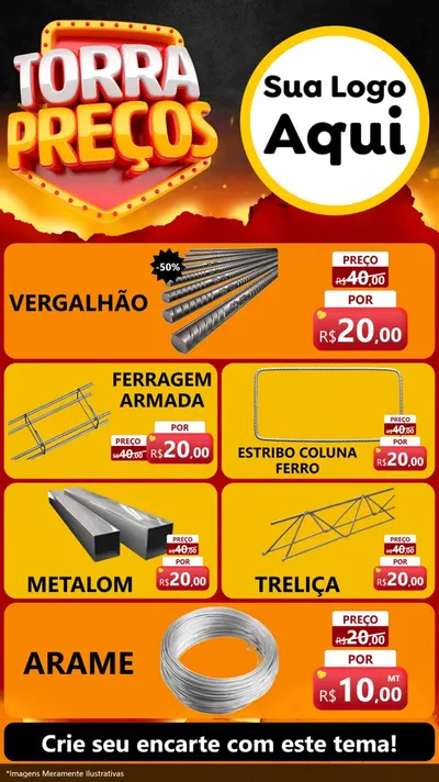 Modelo de TV para TV Vertical com o tema Torra Preços para Ferragens