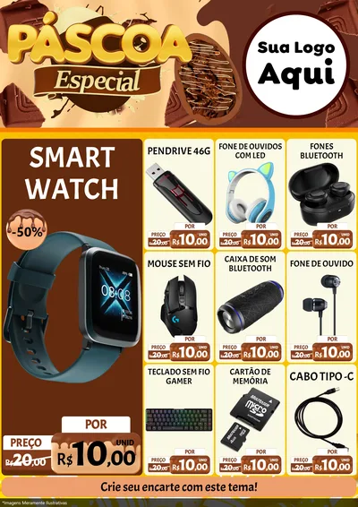 Modelo de Encarte para Encarte A4 Vertical com o tema Páscoa Especial para Informática
