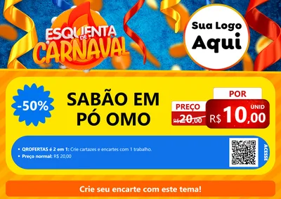 Modelo de Cartaz para Cartaz A4 Horizontal com o tema Esquenta de Carnaval para Produtos de Limpeza