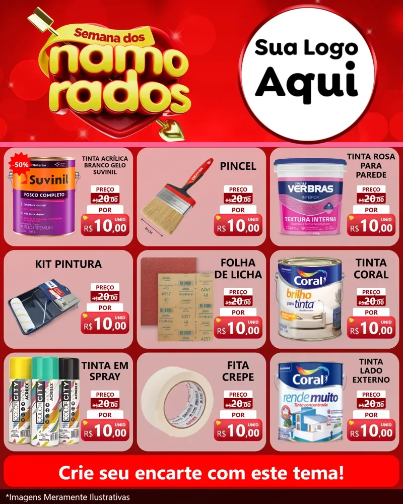 Modelo de Rede Social para Feed Instagram com o tema Semana dos namorados para Tintas e Ferramentas