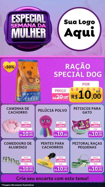 Modelo de Rede Social para Stories com o tema Especial Semana da Mulher para Pet Shop