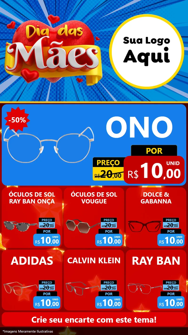 Modelo de Rede Social para Stories com o tema Dia das Mães para Óticas