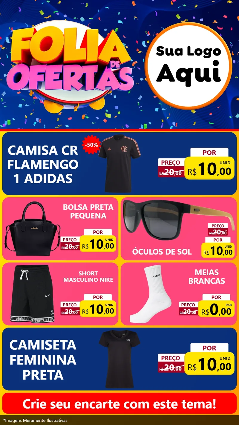 Modelo de TV para TV Vertical com o tema Folia de Ofertas para Roupas e acessórios