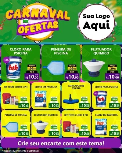 Modelo de Rede Social para Feed Instagram com o tema Carnaval de Ofertas para Produtos para Piscina