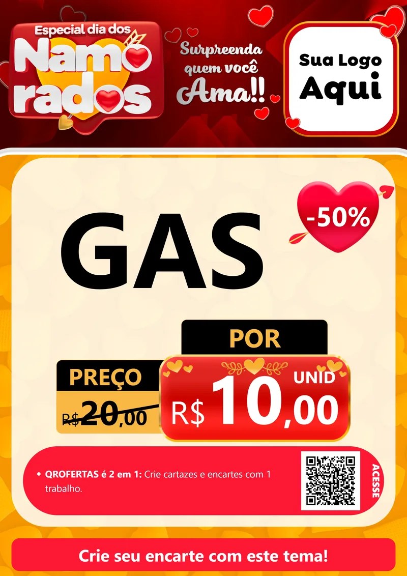 Modelo de Cartaz para Cartaz A4 Vertical com o tema Especial Dia dos Namorados para Água e gás