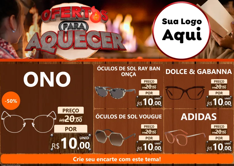 Modelo de Encarte para Encarte A4 Horizontal com o tema Ofertas Para Aquecer para Óticas