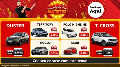 Modelo de TV para TV Horizontal com o tema Março de Ofertas! para Concessionaria de Carros