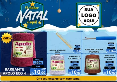 Modelo de Encarte para Encarte A4 Horizontal com o tema O Melhor Natal É Aqui! para Armarinho e Aviamentos