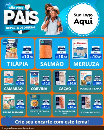 Modelo de Rede Social para Feed Instagram com o tema Dia Dos Pais Repleto de Ofertas para Peixaria