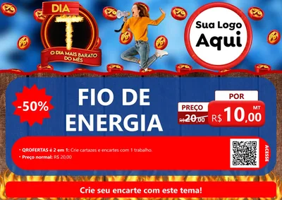 Modelo de Cartaz para Cartaz A4 Horizontal com o tema Dia T - O Dia Mais Barato Do Mês para Materiais Elétricos