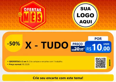 Modelo de Cartaz para Cartaz A4 Horizontal com o tema Ofertas do Mês para Hamburgueria