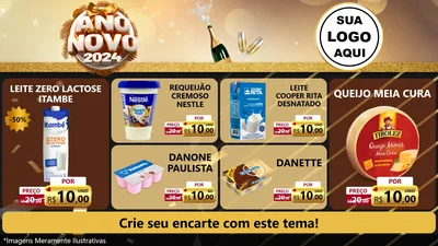 Modelo de TV para TV Horizontal com o tema Feliz Ano Novo 2027 para Frios e Laticínios
