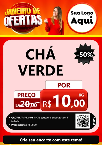 Modelo de Cartaz para Cartaz A4 Vertical com o tema Janeiro de Ofertas para Produtos Naturais
