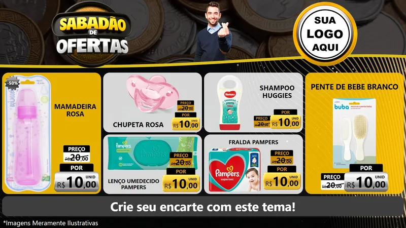 Modelo de TV para TV Horizontal com o tema Sabadão de Ofertas para Bebês