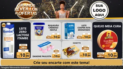 Modelo de TV para TV Horizontal com o tema Grande Réveillon de Ofertas para Frios e Laticínios