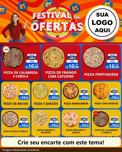 Modelo de Rede Social para Feed Instagram com o tema Festival de Ofertas para Pizzaria