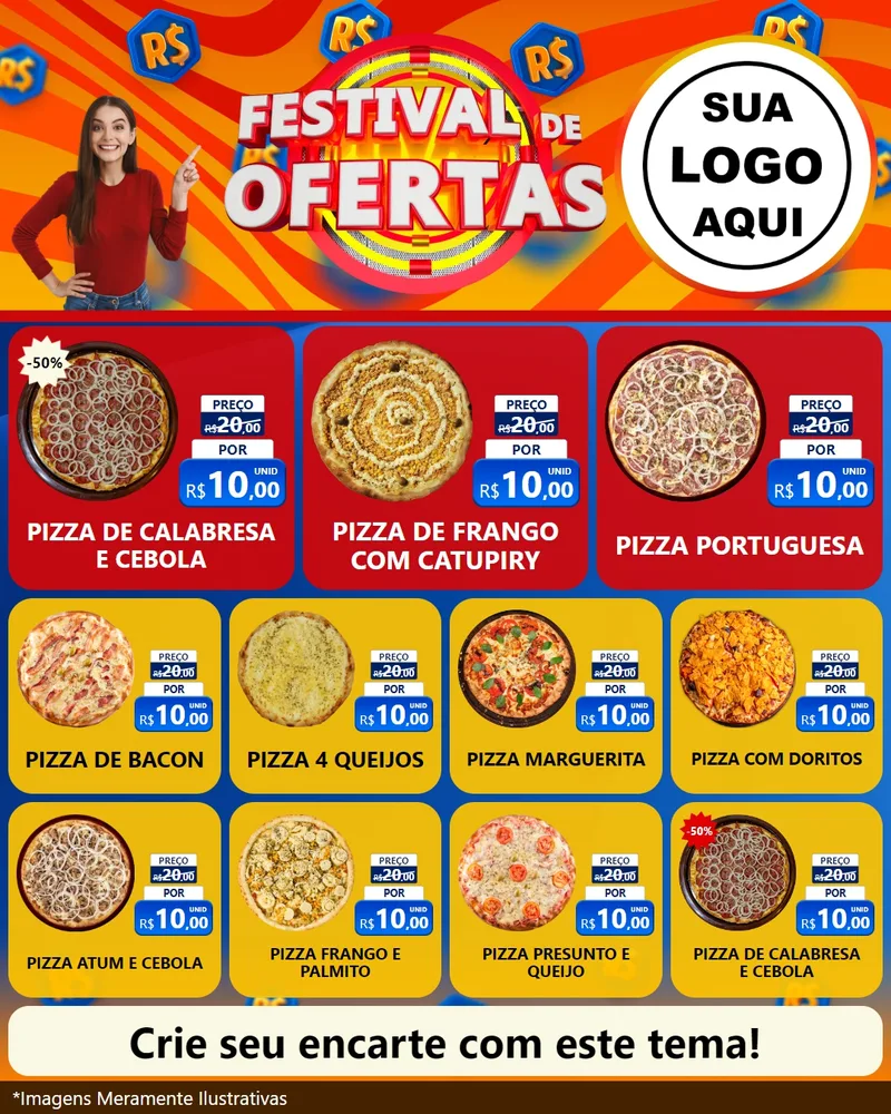 Modelo de Rede Social para Feed Instagram com o tema Festival de Ofertas para Pizzaria