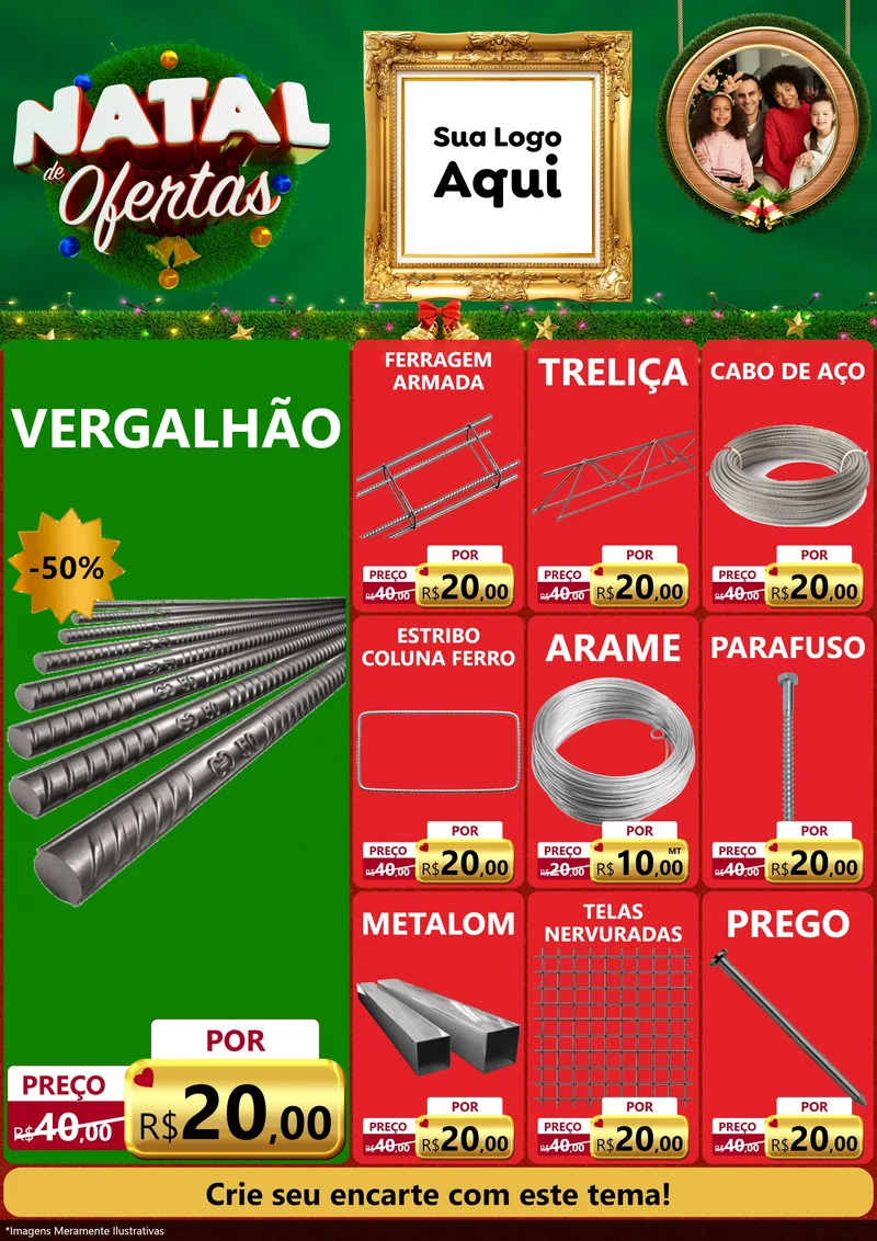 Modelo de Encarte para Encarte A4 Vertical com o tema Natal de Ofertas para Ferragens